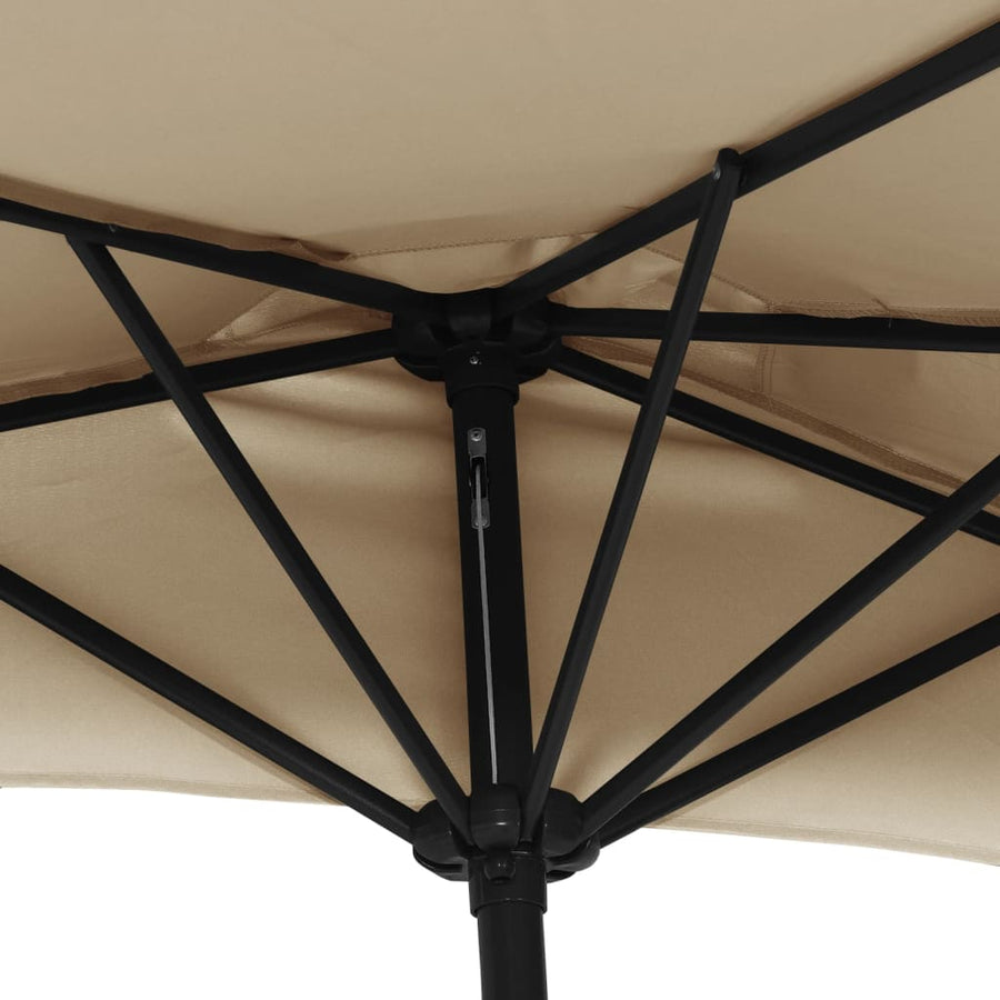 Balkonparasol Half Met Aluminium Paal 270X144 Cm Taupe donkertaupe