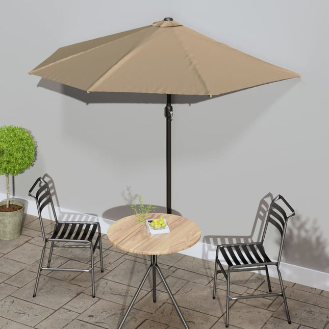 Balkonparasol Half Met Aluminium Paal 270X144 Cm Taupe dark taupe