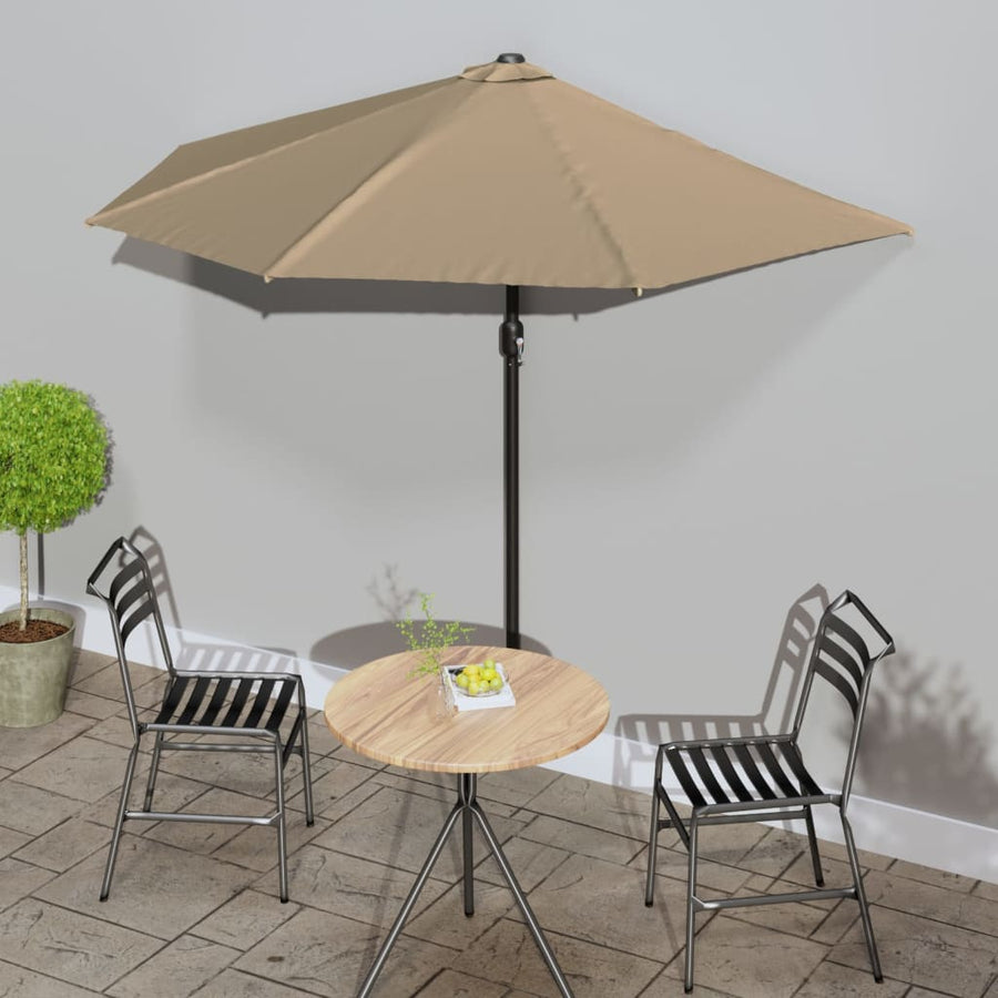 Balkonparasol Half Met Aluminium Paal 270X144 Cm Taupe donkertaupe