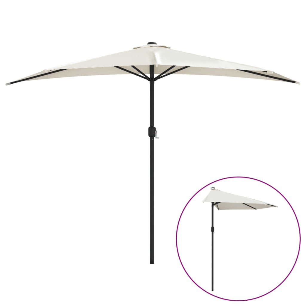 Balkonparasol Half Met Aluminium Paal 300X155 Cm Zandkleurig Donker zand