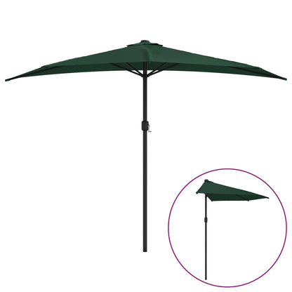 Balkonparasol Half Met Aluminium Paal 300X155 Cm Groen Donkergroen