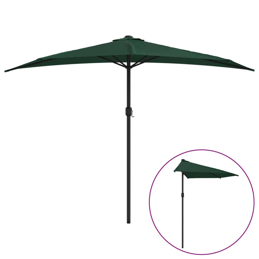 Balkonparasol Half Met Aluminium Paal 300X155 Cm Groen Donkergroen