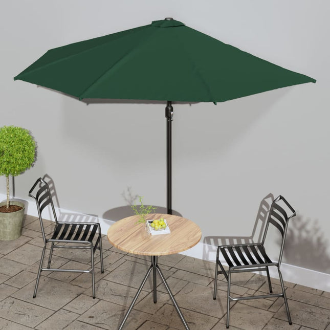 Balkonparasol Half Met Aluminium Paal 300X155 Cm Groen Donkergroen