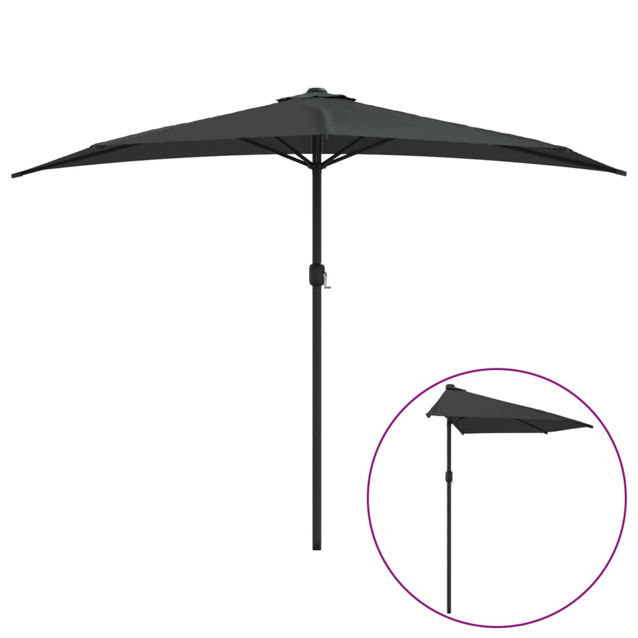 Balkonparasol Half Met Aluminium Paal 300X155 Cm Antraciet Donkerantraciet