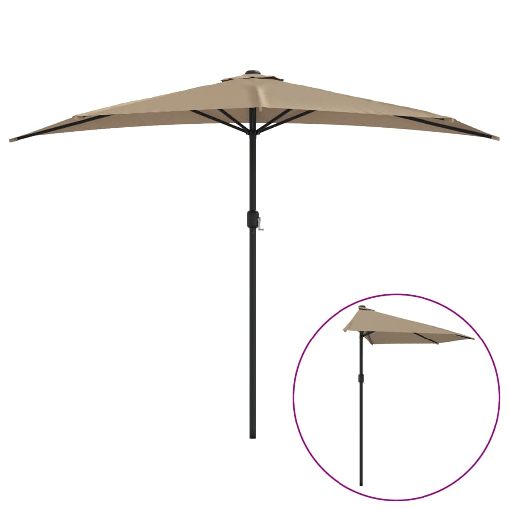Balkonparasol Half Met Aluminium Paal 300X155 Cm Taupe