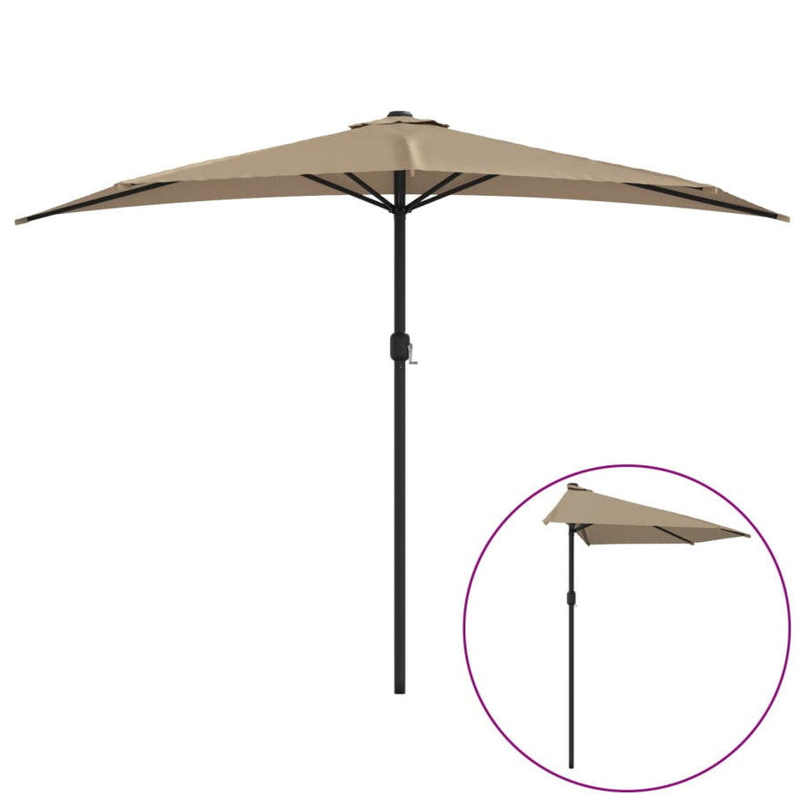 Balkonparasol Half Met Aluminium Paal 300X155 Cm Taupe