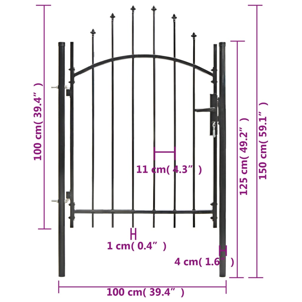 Poort 1X1,5 M Staal 1.5 m Zwart