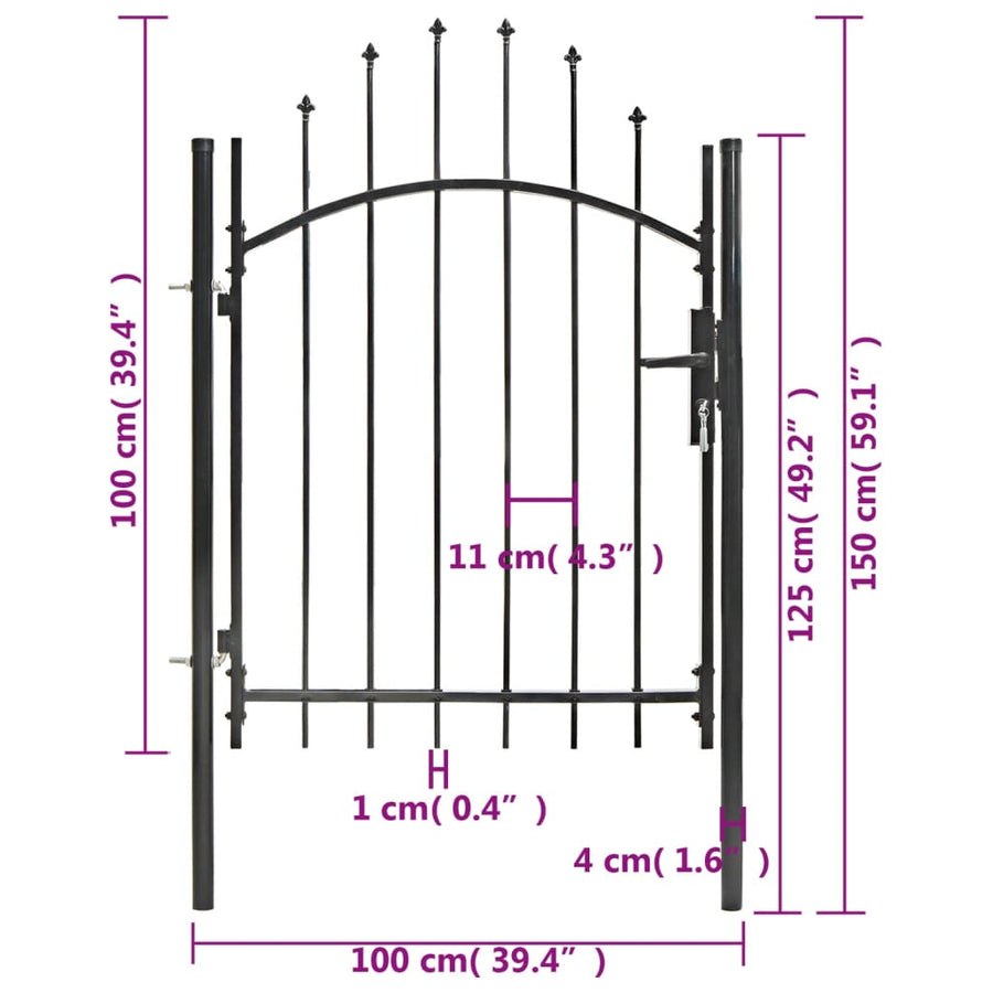 Poort 1X1,5 M Staal 1.5 m Zwart