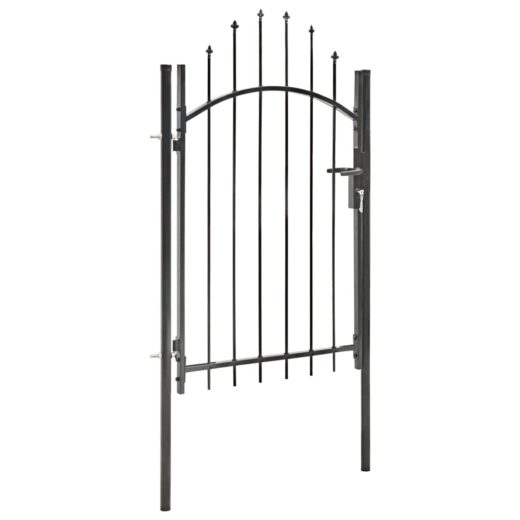 Poort 1x2 m staal zwart 2 m Zwart
