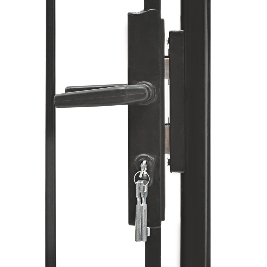 Poort 1x2 m staal zwart 2 m Zwart