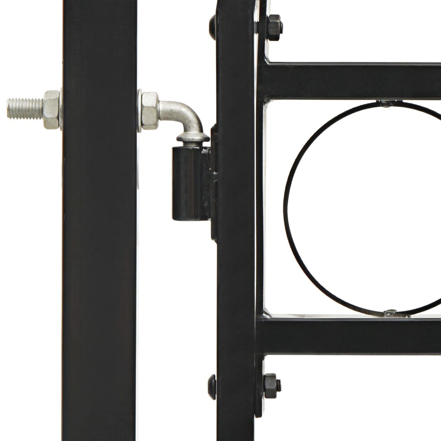 Poort Met Gebogen Bovenkant Dubbel Staal Zwart 300 x 125 cm