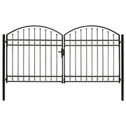 Dubbele poort 300x150 cm staal zwart gebogen