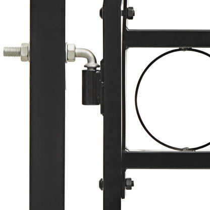 Poort met gebogen bovenkant dubbel 300x150 cm staal zwart 300 x 150 cm