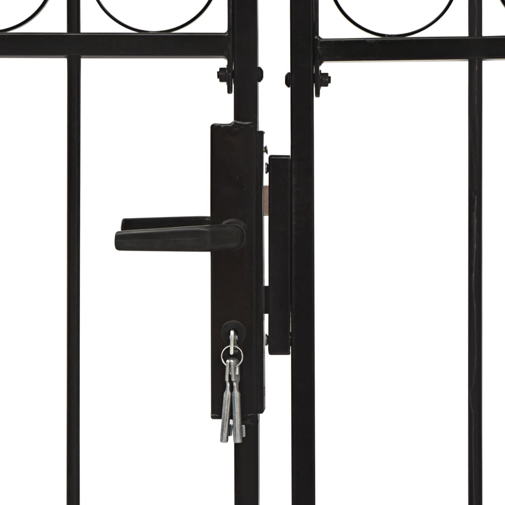 Poort met gebogen bovenkant dubbel 300x150 cm staal zwart 300 x 150 cm
