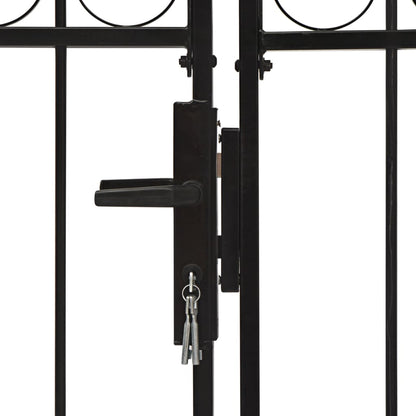 Poort met gebogen bovenkant dubbel 300x150 cm staal zwart 300 x 150 cm