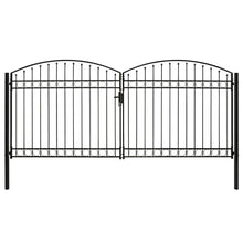 Poort met gebogen bovenkant dubbel 400x200 cm staal zwart 400 x 200 cm