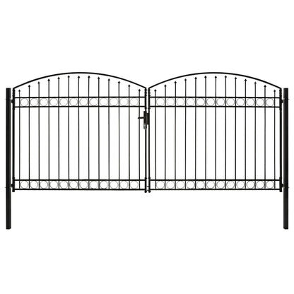 Poort met gebogen bovenkant dubbel 400x200 cm staal zwart 400 x 200 cm