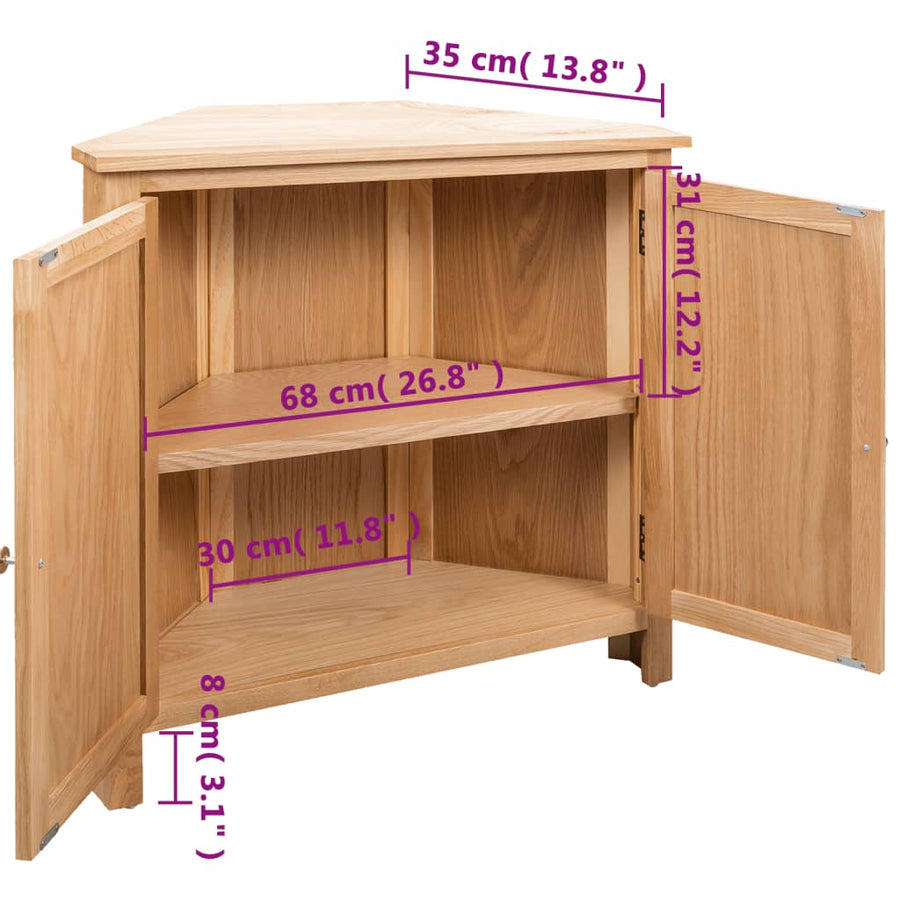 Hoekkast 80X33,5X78 Cm Massief Eikenhout Bruin