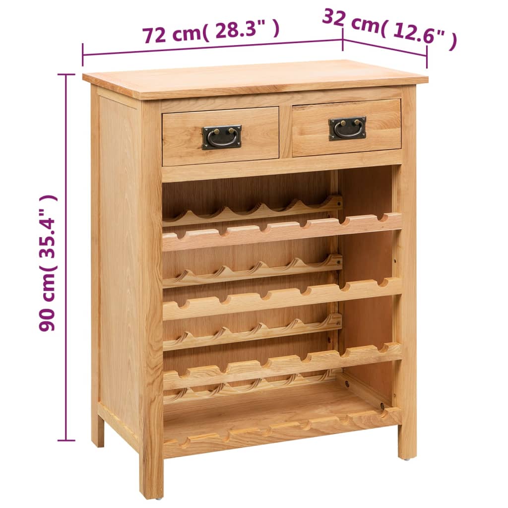 Wijnkast 72X32X90 Cm Massief Eikenhout Bruin