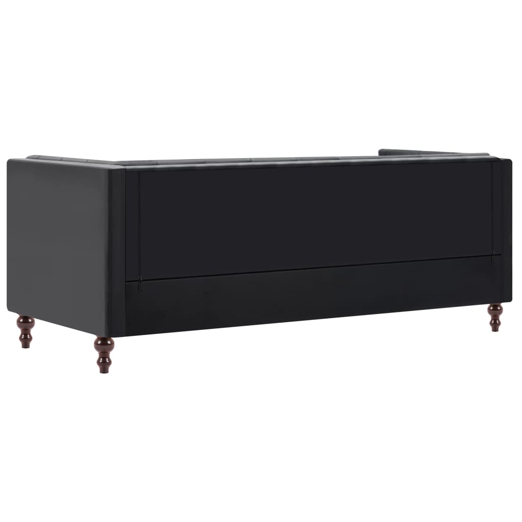 Driezitsbank Chesterfield-Stijl Kunstleren Bekleding Zwart