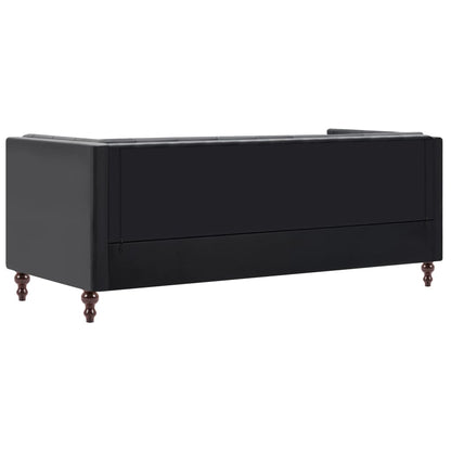 Driezitsbank Chesterfield-Stijl Kunstleren Bekleding Zwart