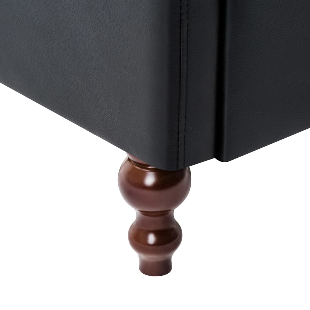 Driezitsbank Chesterfield-Stijl Kunstleren Bekleding Zwart