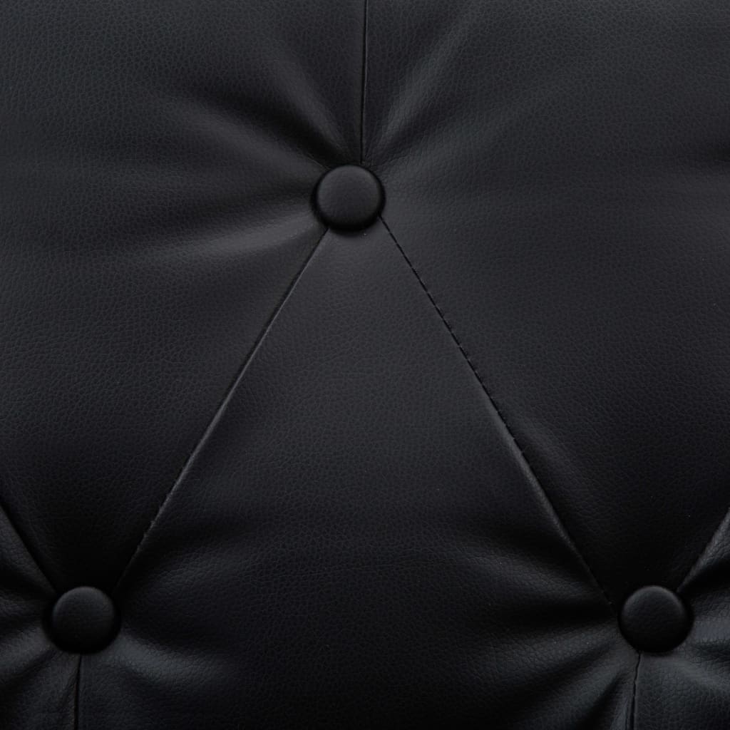 Driezitsbank Chesterfield-Stijl Kunstleren Bekleding Zwart