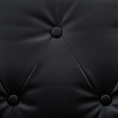 Driezitsbank Chesterfield-Stijl Kunstleren Bekleding Zwart