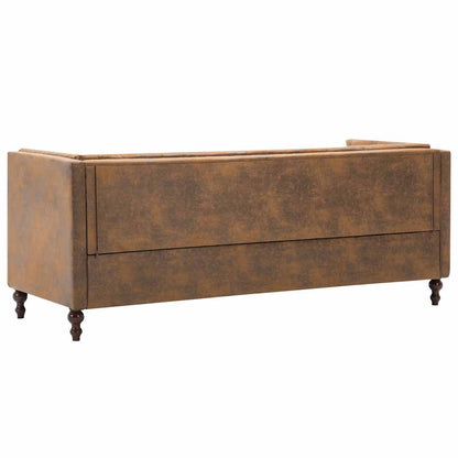 Driezitsbank Chesterfield-Stijl Suède-Look Stoffen Bekleding Bruin