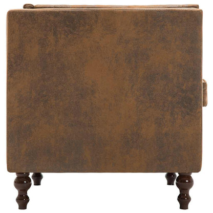Driezitsbank Chesterfield-Stijl Suède-Look Stoffen Bekleding Bruin