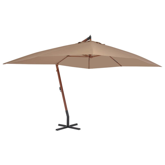 Zweefparasol Met Houten Paal 400X300 Cm Taupe