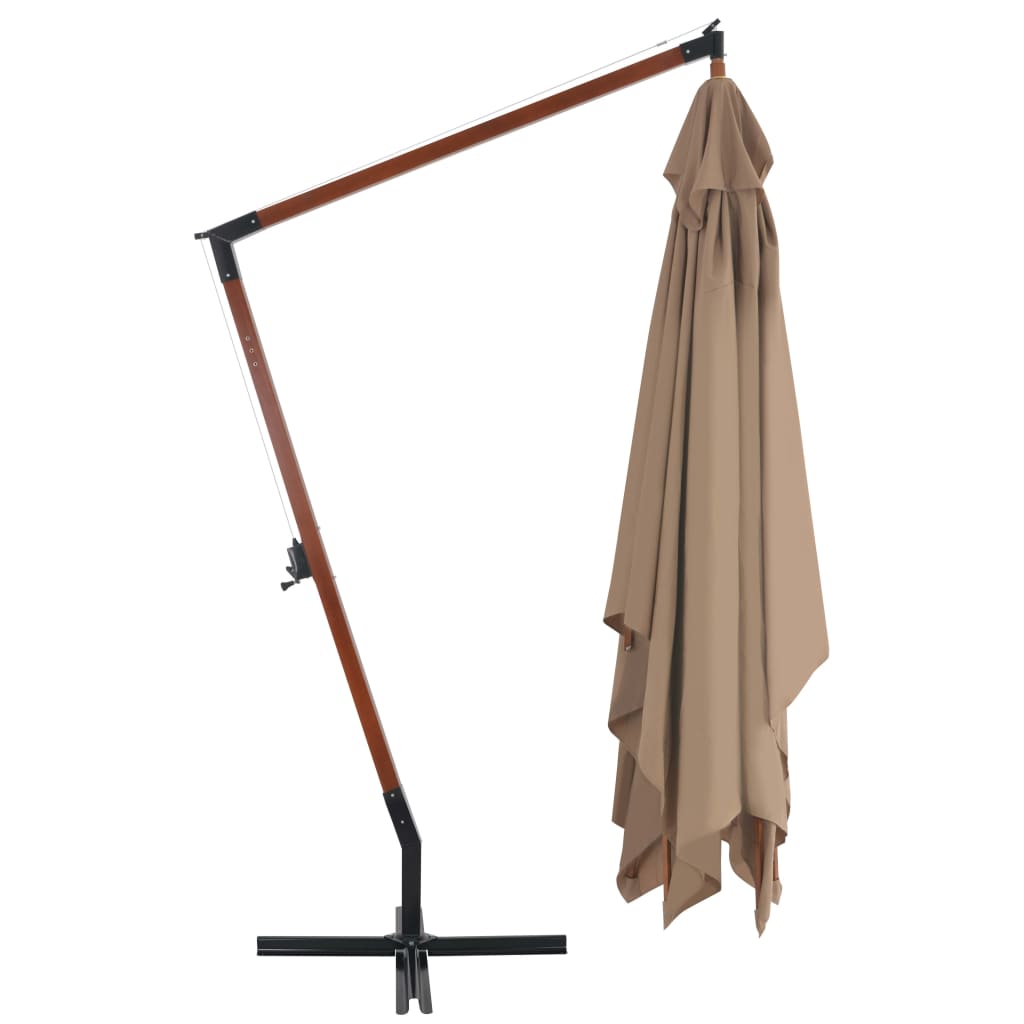 Zweefparasol Met Houten Paal 400X300 Cm Taupe