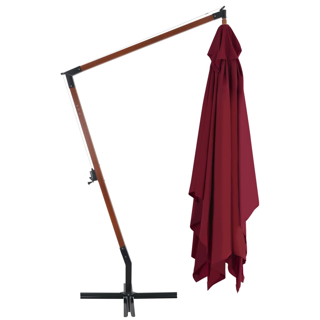 Zweefparasol Met Houten Paal 400X300 Cm Bordeaux Rood
