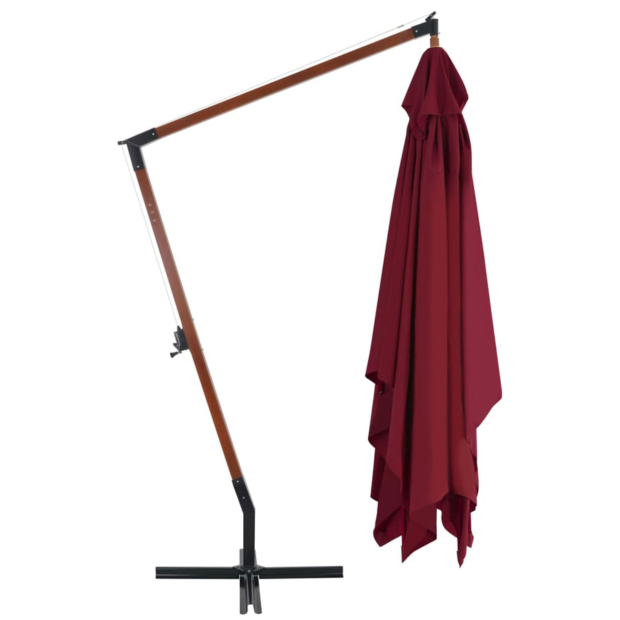 Zweefparasol Met Houten Paal 400X300 Cm Bordeaux Rood
