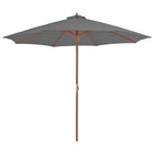 Parasol Met Houten Paal 300 Cm Antraciet Grijs