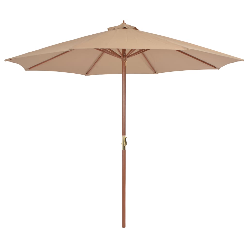 Parasol Met Houten Paal 300 Cm Taupe Bruin
