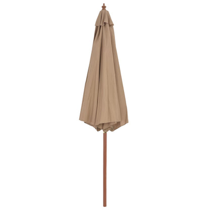 Parasol Met Houten Paal 300 Cm Taupe Bruin