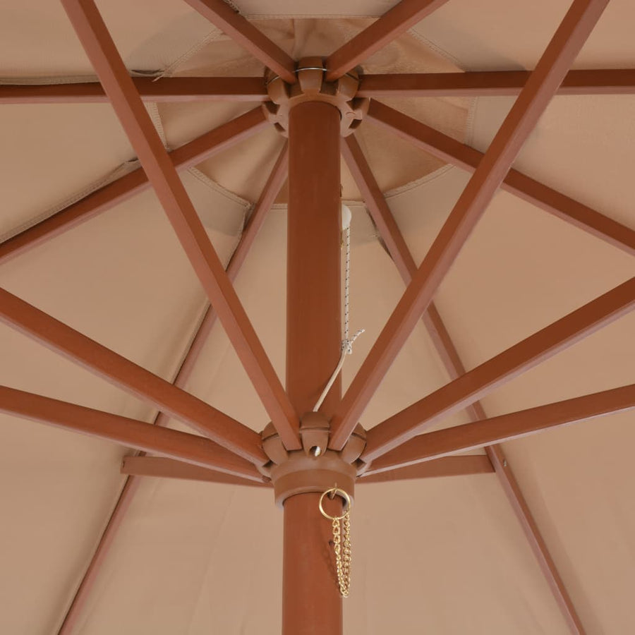 Parasol Met Houten Paal 300 Cm Taupe Bruin