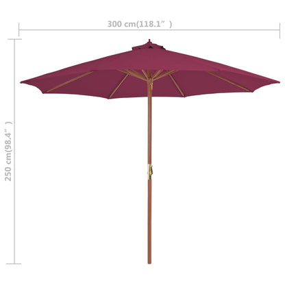 Parasol Met Houten Paal 300 Cm Bordeaux Rood