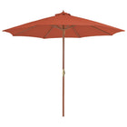 Parasol with wooden pole 300 cm terracotta