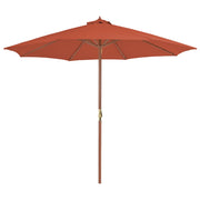 Parasol 300 cm houten paal terracotta