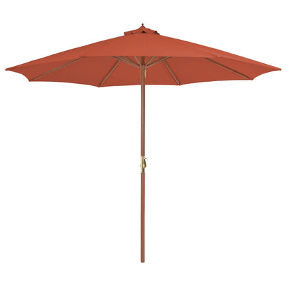 Parasol Met Houten Paal 300 Cm Terracotta Oranje