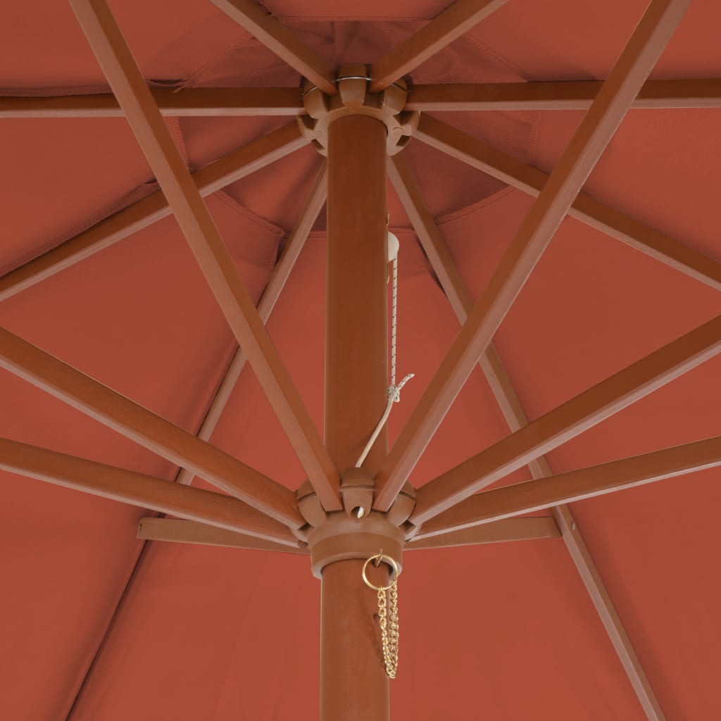Parasol Met Houten Paal 300 Cm Terracotta Oranje