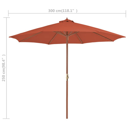Parasol Met Houten Paal 300 Cm Terracotta Oranje