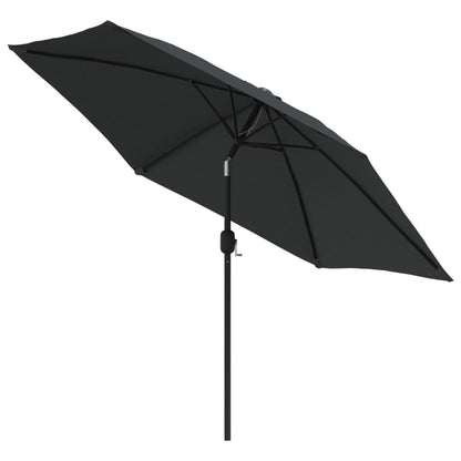 Parasol Met Led-Verlichting En Stalen Paal 300 Cm Antraciet