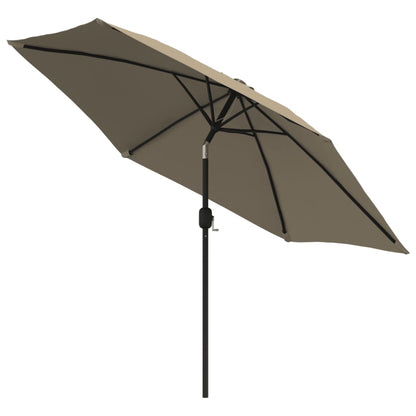 Parasol met LED-verlichting en stalen paal 300 cm taupe