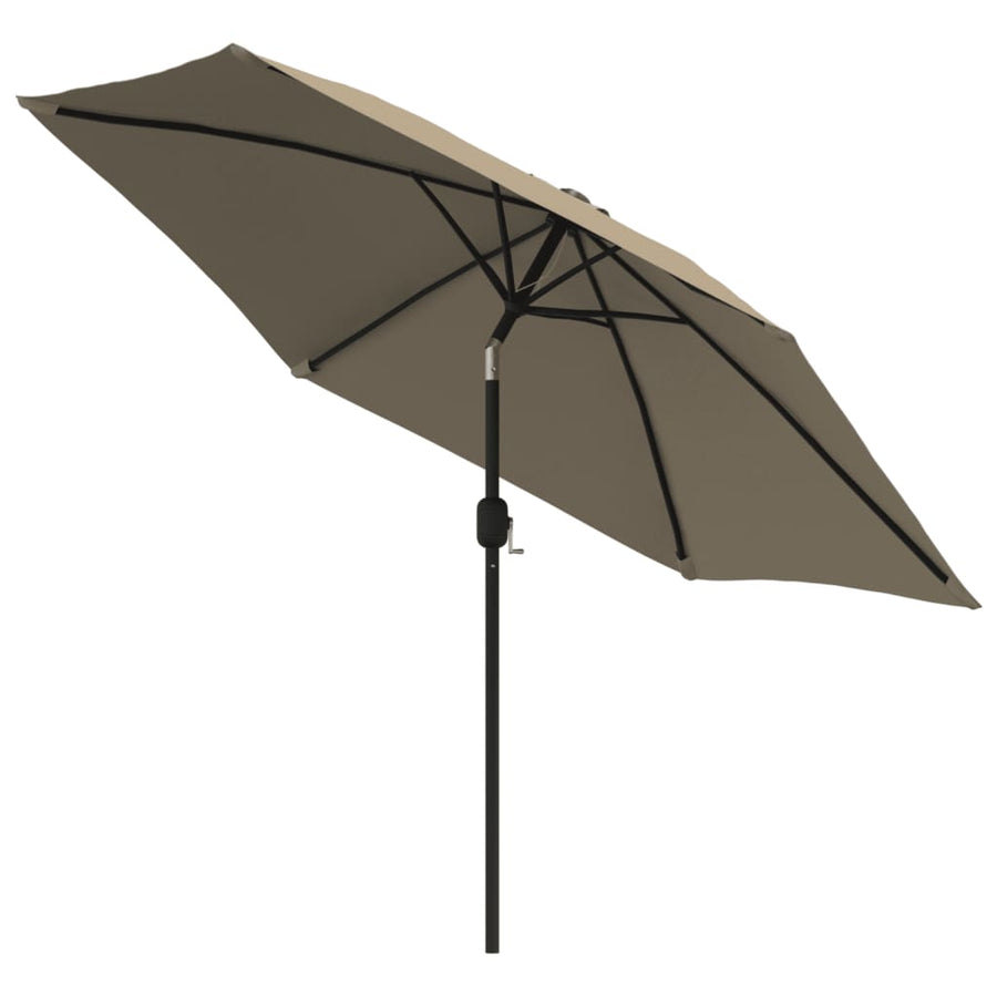 Parasol met LED-verlichting en stalen paal 300 cm taupe