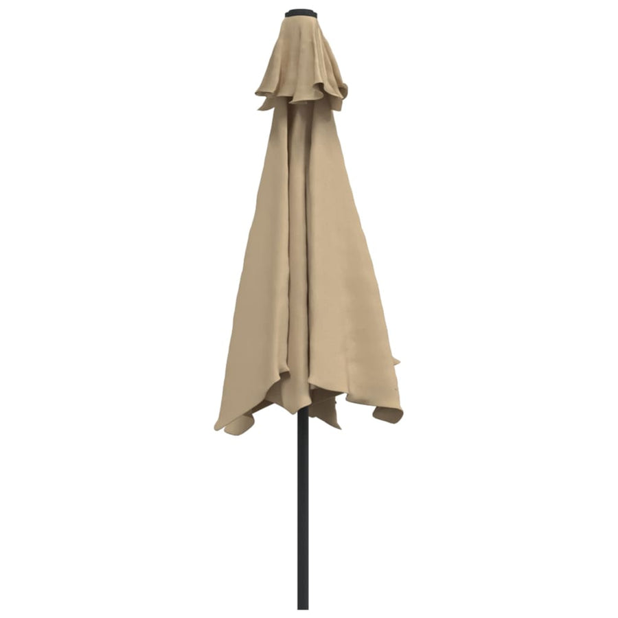 Parasol met LED-verlichting en stalen paal 300 cm taupe