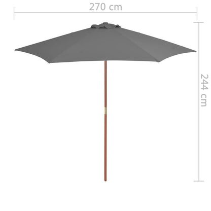 Parasol Met Houten Paal 270 Cm Antraciet
