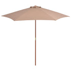 Parasol with wooden pole 270 cm taupe